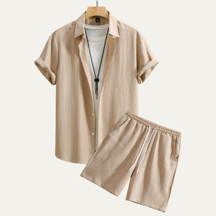 The Hillcrest Park Men’s Casual Co Ord Set – Button Up Shirt & Drawstring Shorts