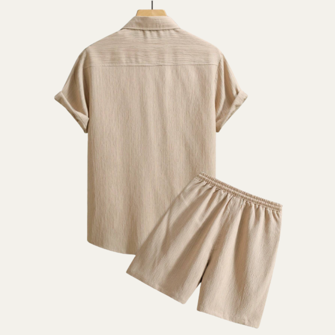The Hillcrest Park Men’s Casual Co Ord Set – Button Up Shirt & Drawstring Shorts