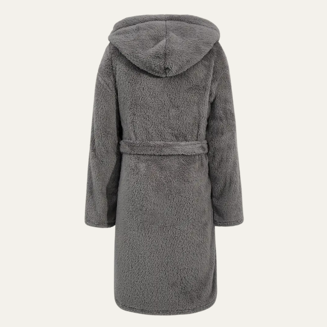 The Hungerford Men's Gray Fleece Hooded Bathrobe with Belt and Pockets