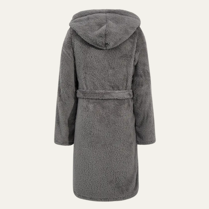 The Hungerford Men's Gray Fleece Hooded Bathrobe with Belt and Pockets