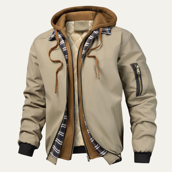 The Lecco Men’s Multi Layer Hooded Bomber Jacket