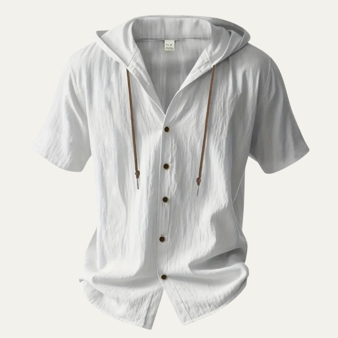The Glenrock Men’s Cotton Linen Hooded Drawstring Casual Top