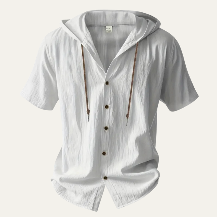 The Glenrock Men’s Cotton Linen Hooded Drawstring Casual Top