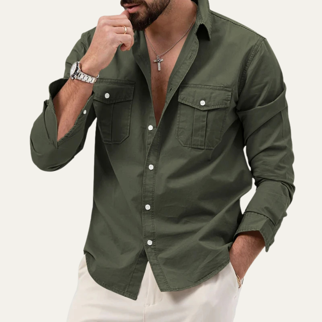 The Brookwater Men’s Retro Solid Button Up Shirt