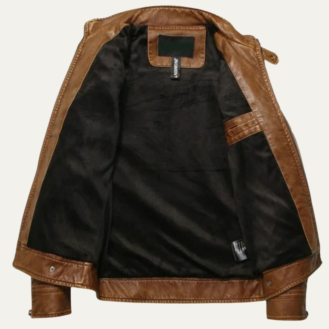 The Bevagna Men’s Classic Zip Up Leather Biker Jacket