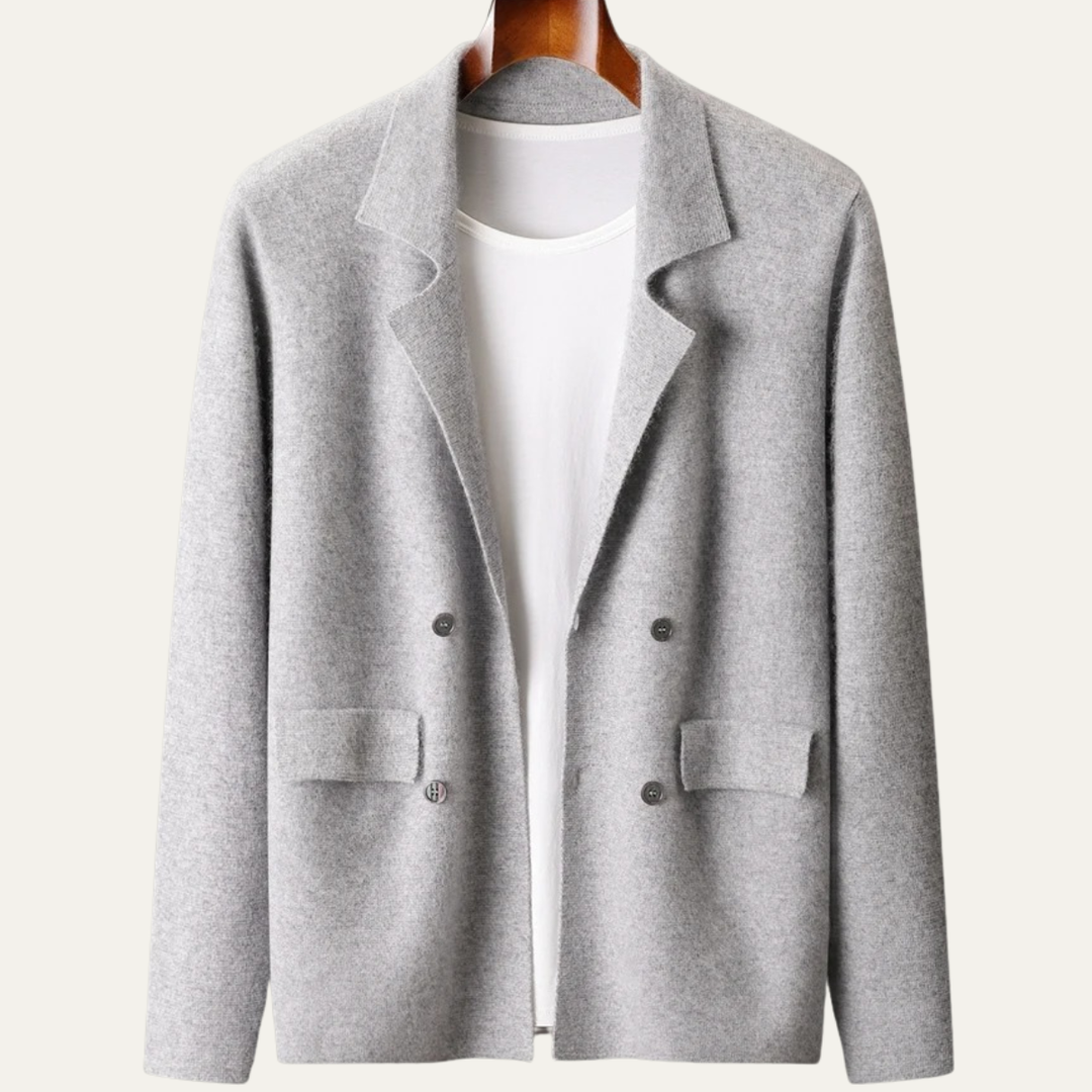 The Roero Men’s Cashmere Suit Collar Blazer Cardigan with Pockets