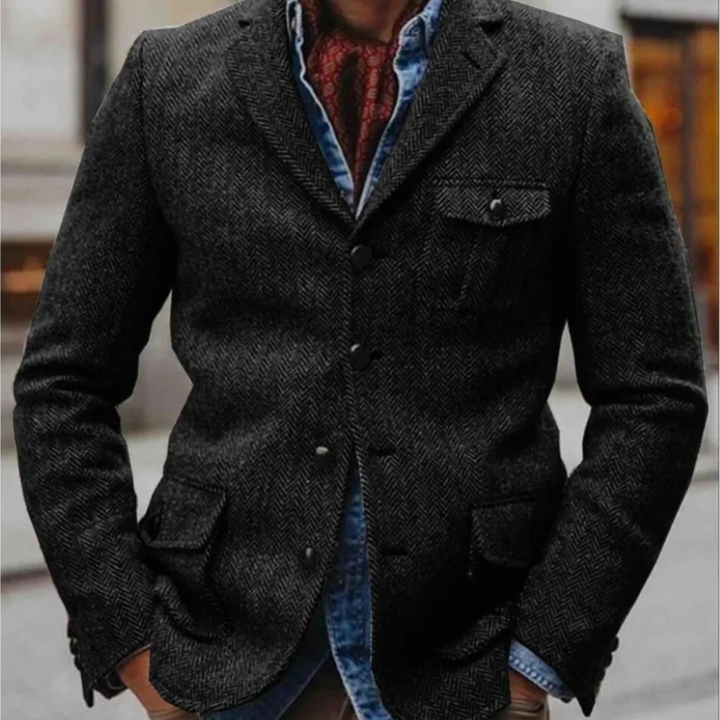 The Essen Men’s Herringbone Single Breasted Tweed Blazer