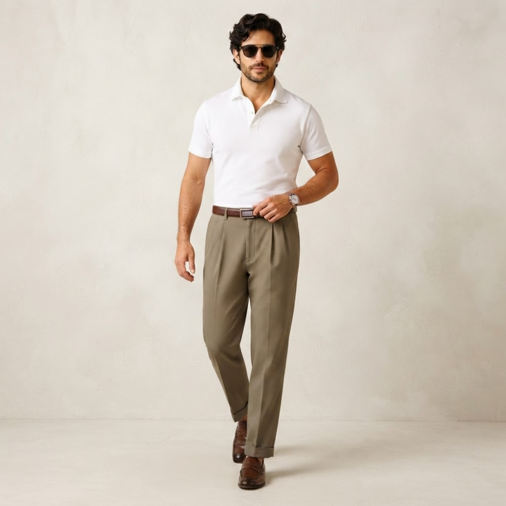 The Montfield Men’s Double Pleated High Waist Straight Leg Pants
