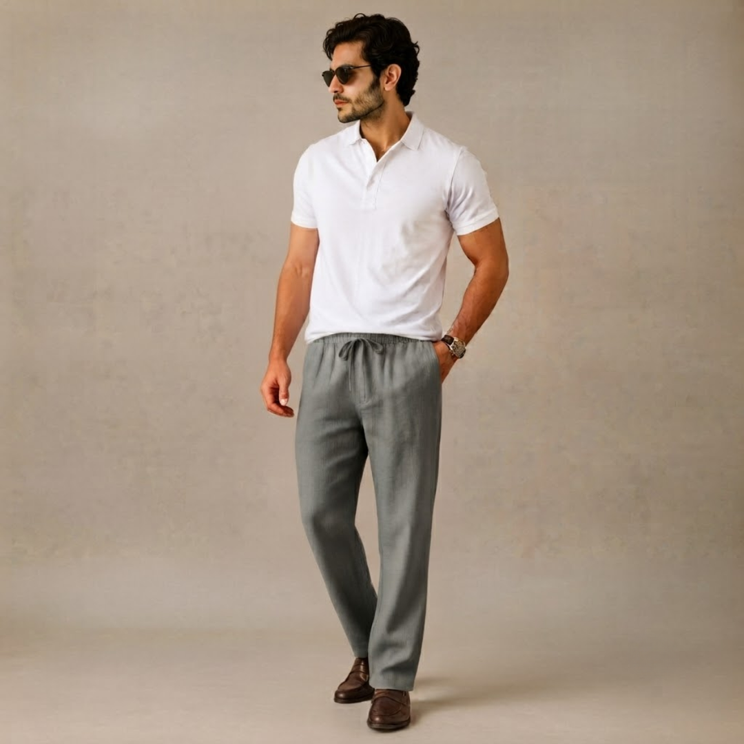 The Cedarhill Men’s Soft Linen Wide Leg Casual Pants