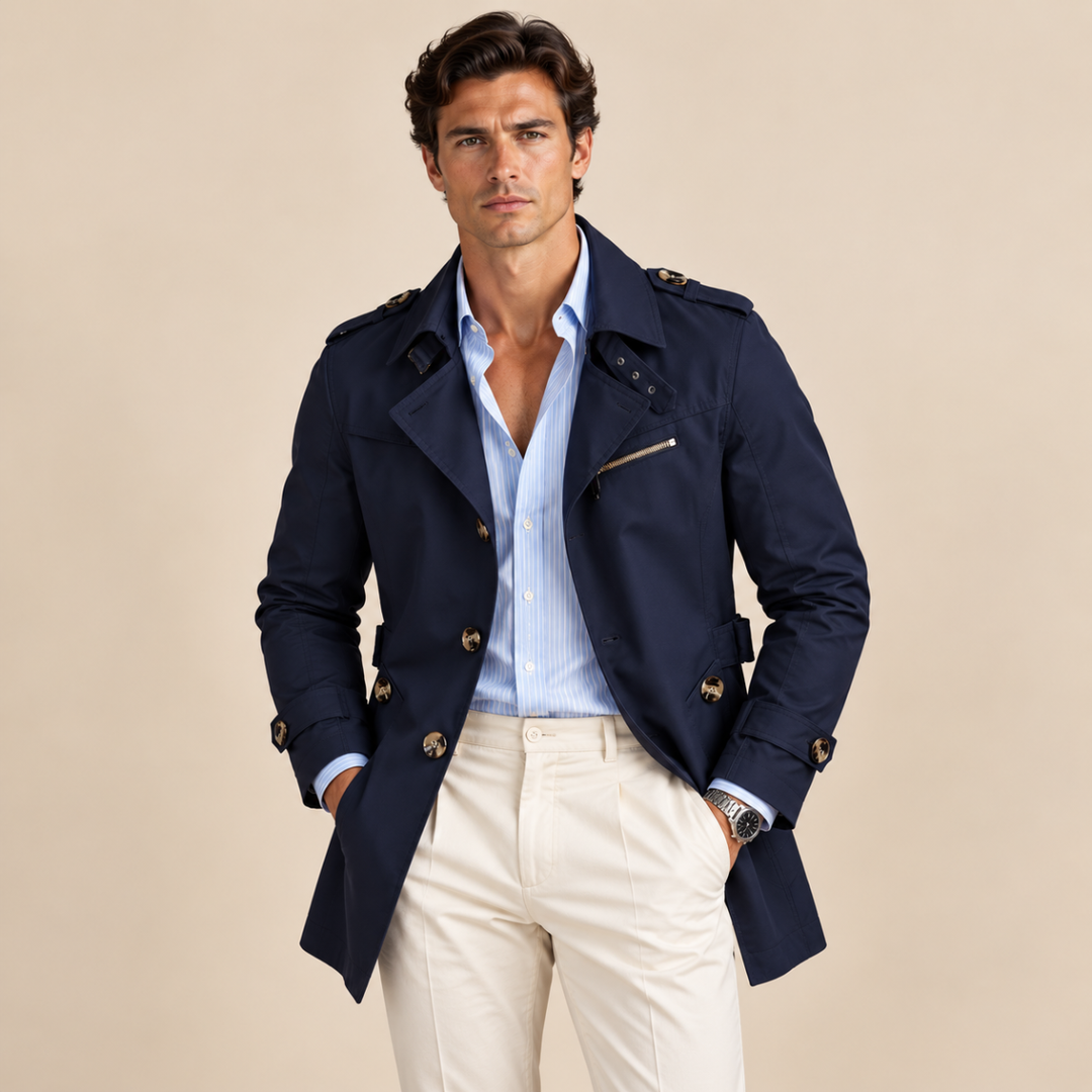 The Royalton Men's Trenchcoat – Classic Double Breasted Waterproof Overcoat