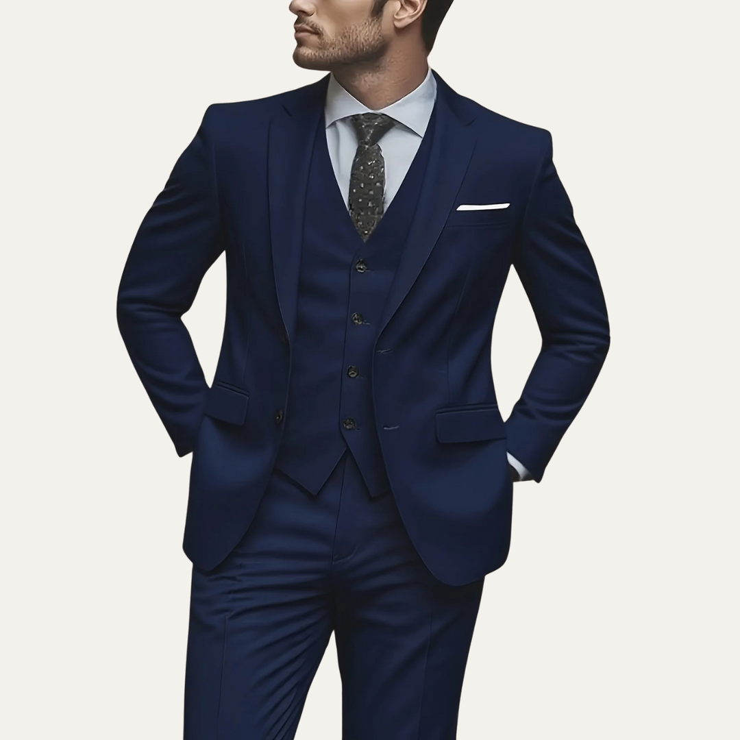 The Barbaresco Men’s Elegant 3 Piece Suit Set – Blazer Vest and Pants Formal Suit