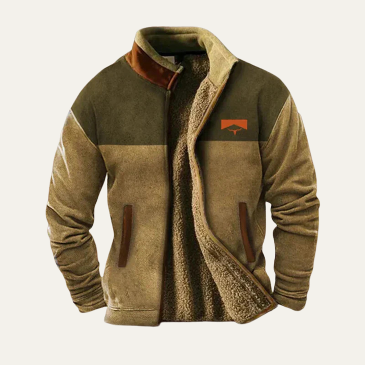 The Maddison Men’s Vintage Warm Sherpa Lined Winter Coat with Patterned Sleeves