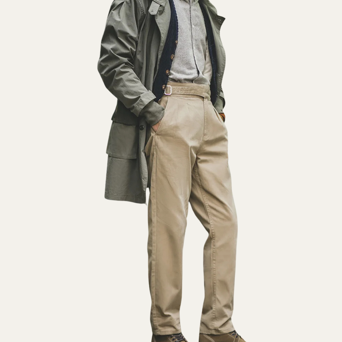 The Como Lago Men's Vintage High Waisted Cargo Gurkha Pants