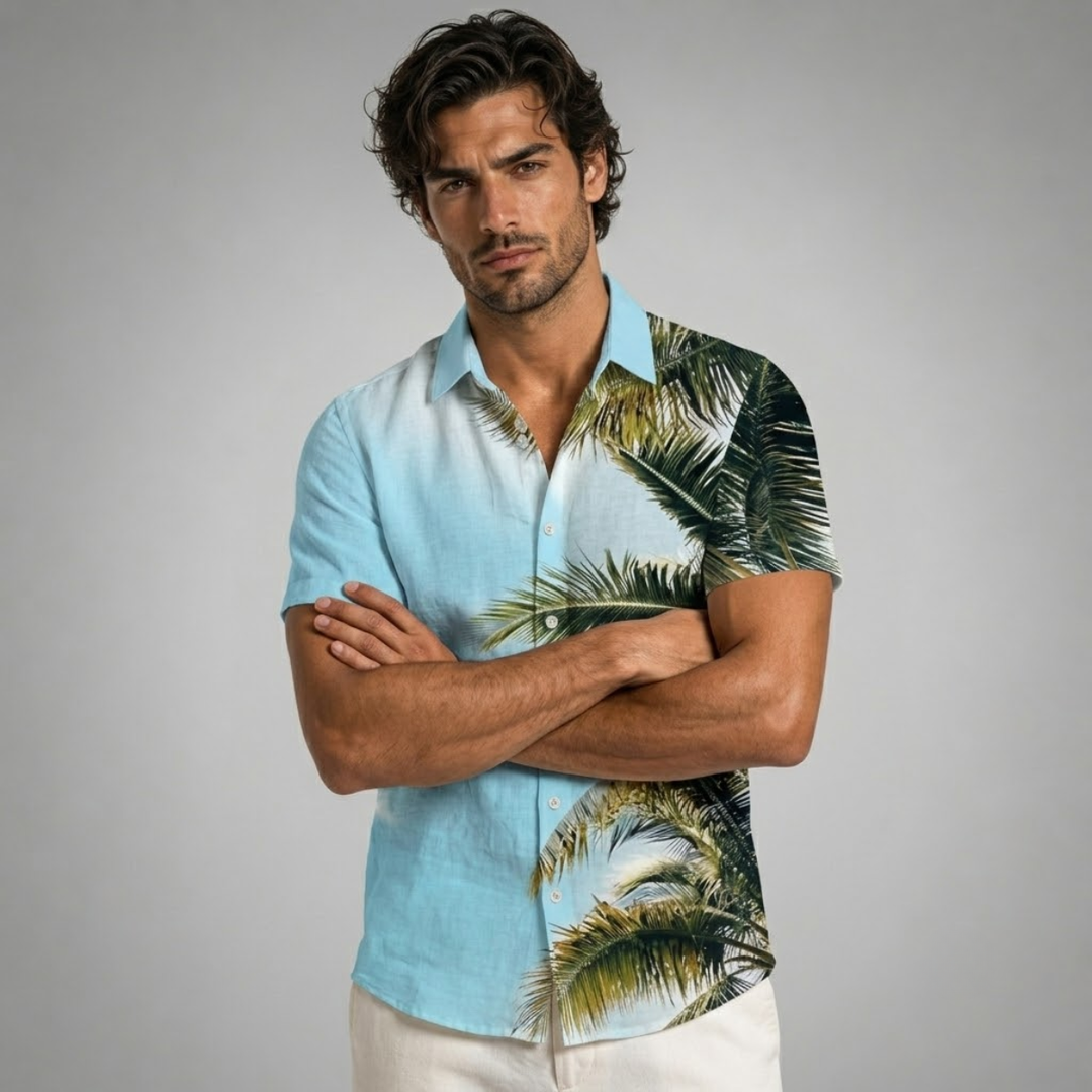 The Willowrun Men’s Classic Tropical Coconut Print Hawaiian Beach Shirt