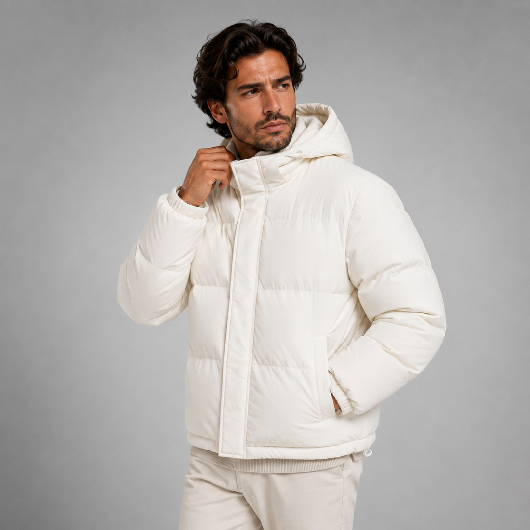 Men's Hooded Puffer Jacket - Waterproof Down Winter Coat