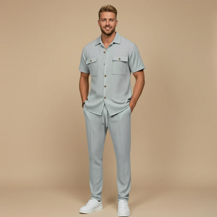 The Savigliano Men's Short Sleeve Shirt and Pants Set