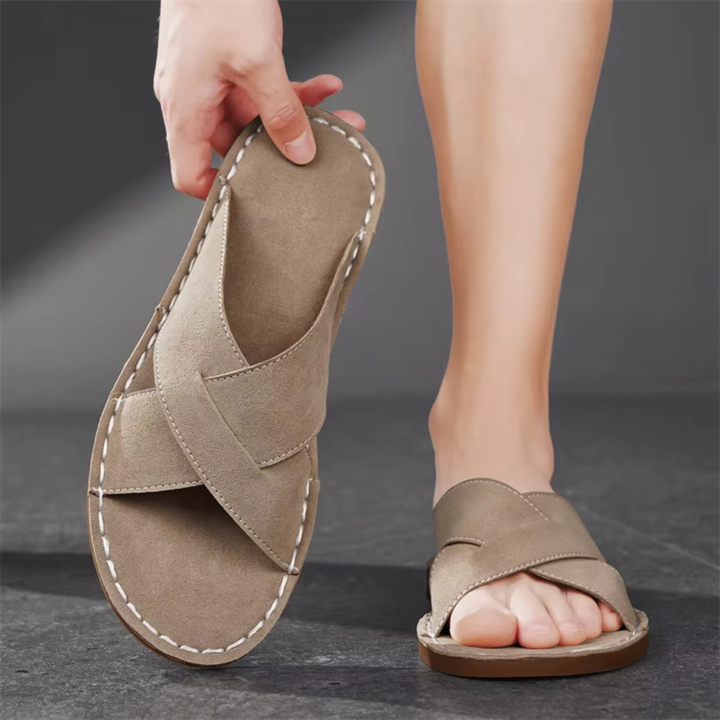 The Hudson Men’s Cross Strap Slide Sandals