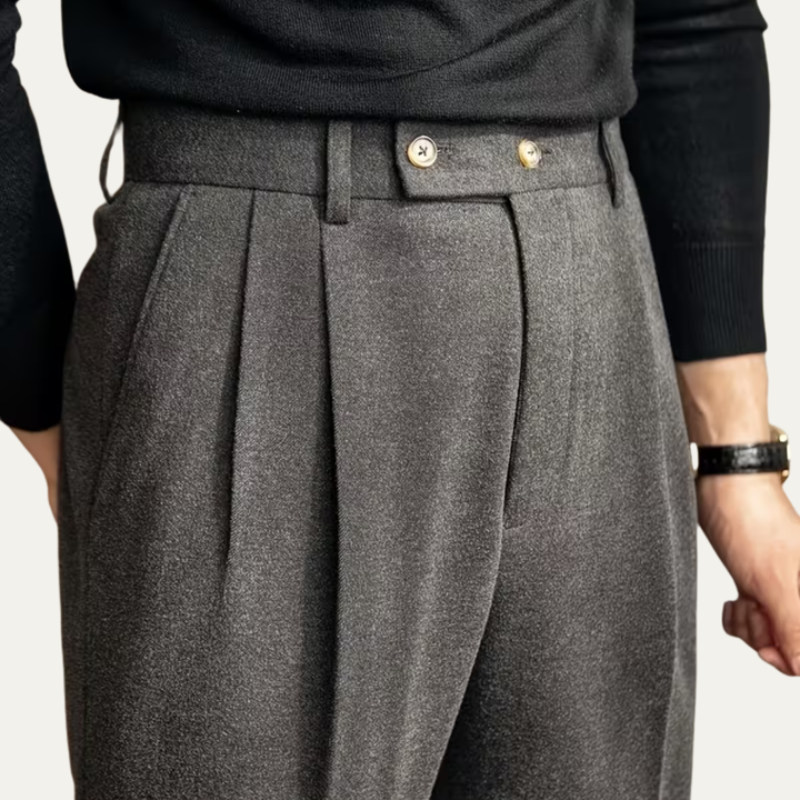 The Gold Coast Men’s High Waisted Pleated Straight Leg Dress Pants