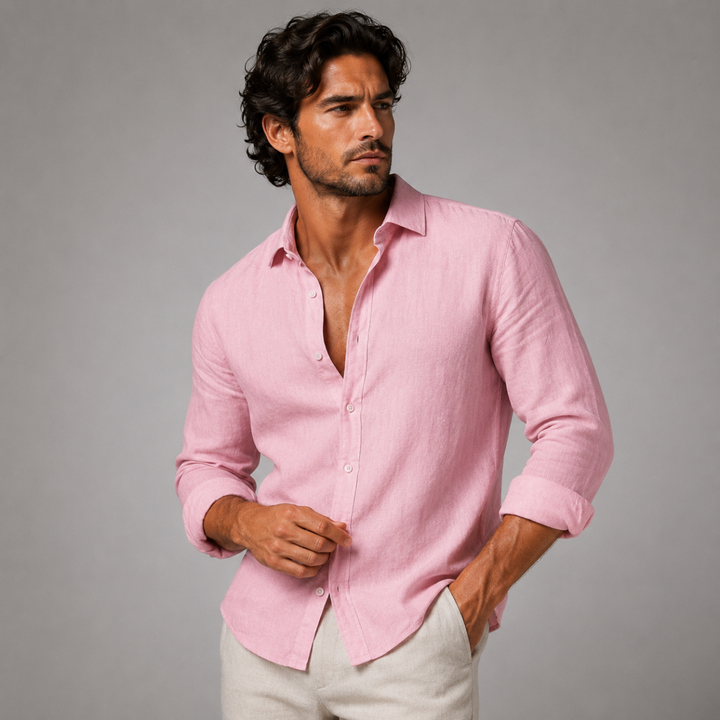 The Ironridge Men’s Linen Lightweight Turn Down Collar Trendy Shirt