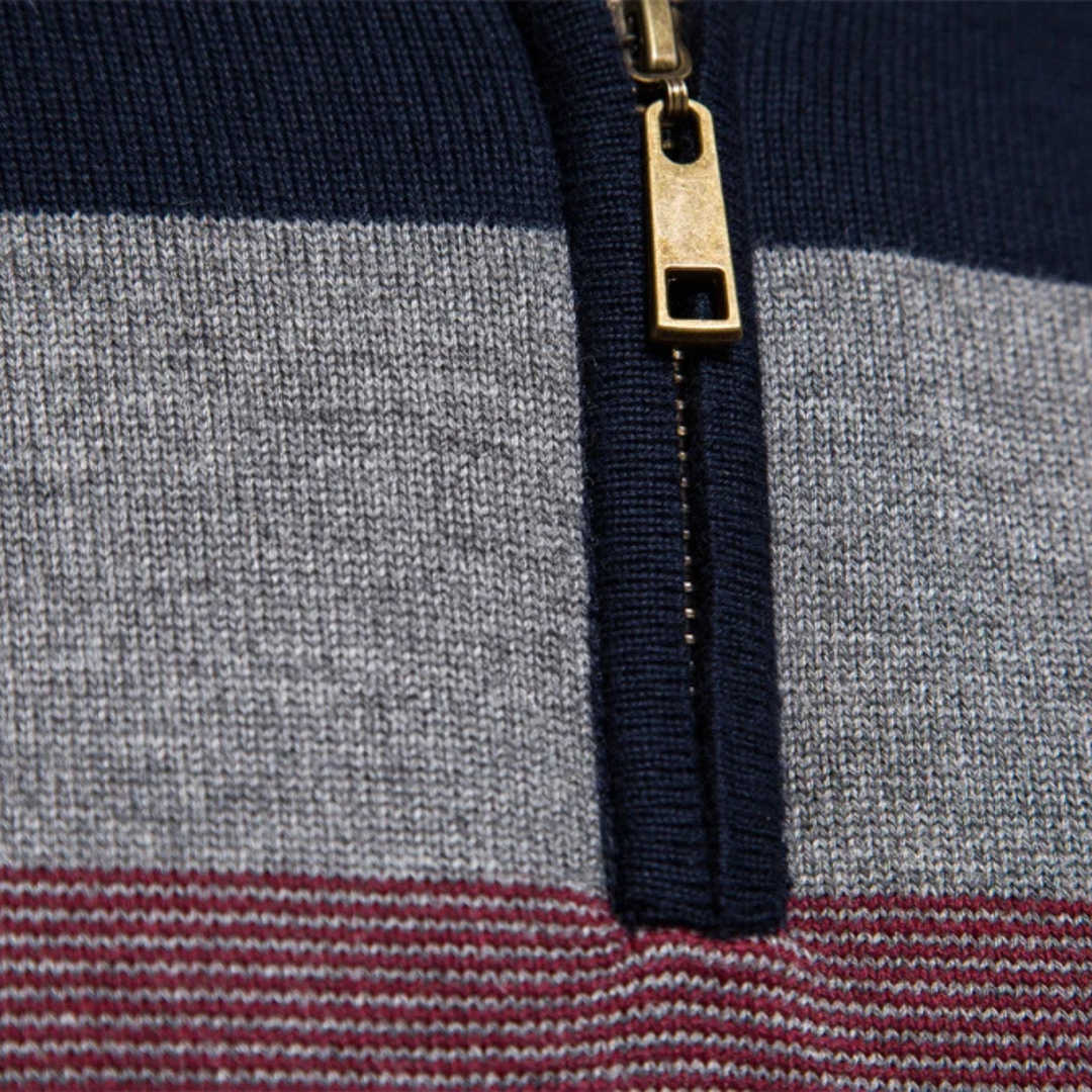 The Terracina Men’s Patchwork Zip Mock Neck Sweater