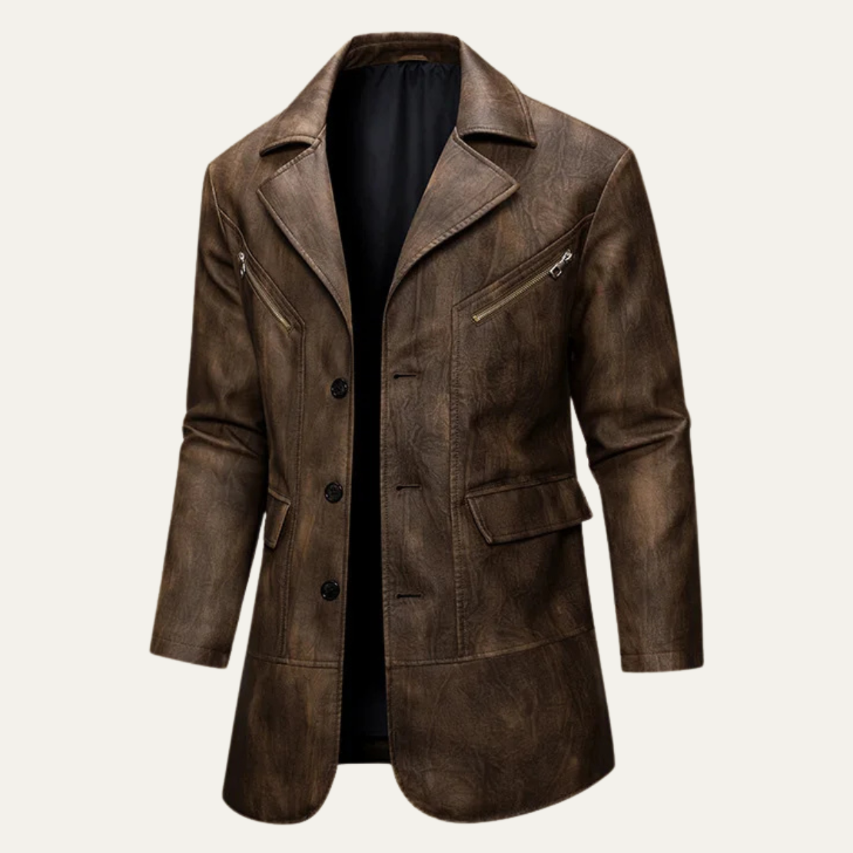 The Minturno Men’s Leather Single Breasted Vintage Jacket