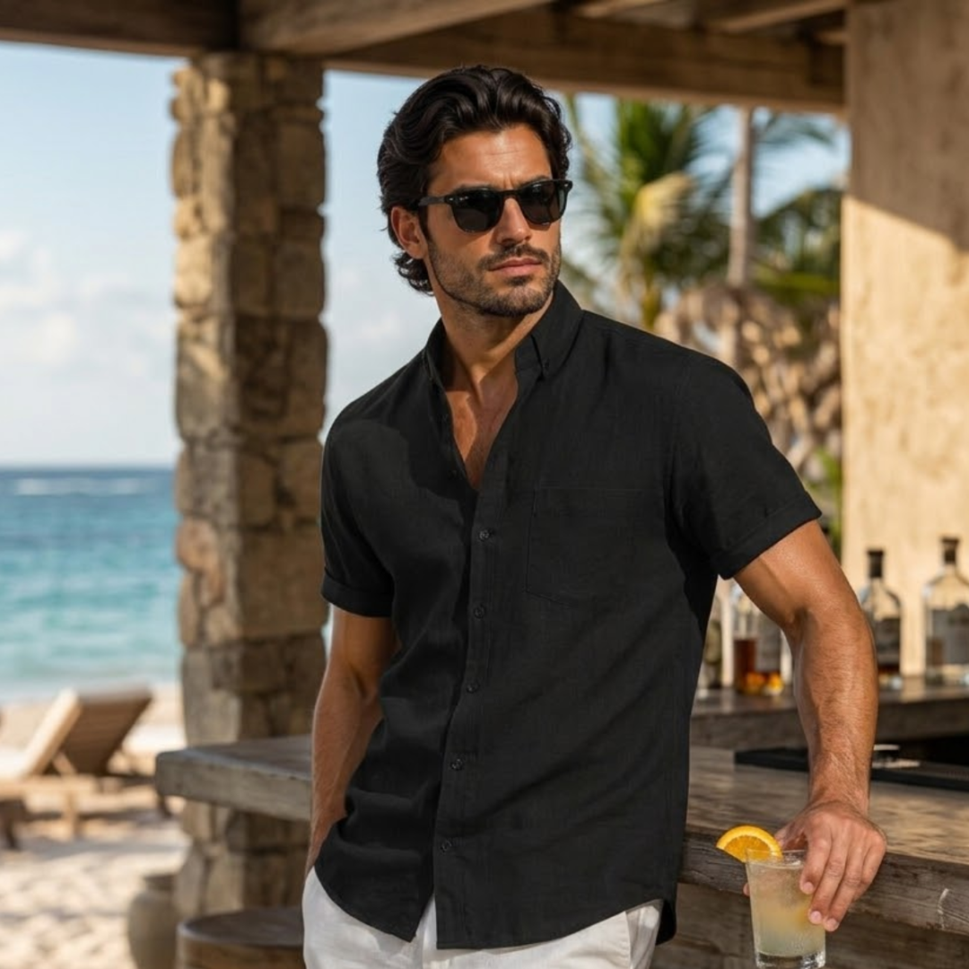 The Creststone Men’s Casual Linen Summer Beach Shirt