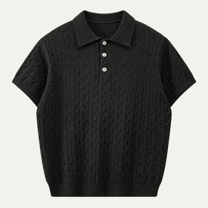 The Encino Men’s Cable Knit Polo Shirt