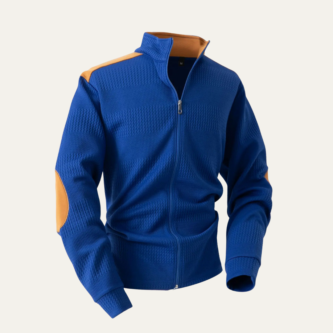 The Corato Men’s Casual Lightweight Patchwork Stand Collar Zip Jacket