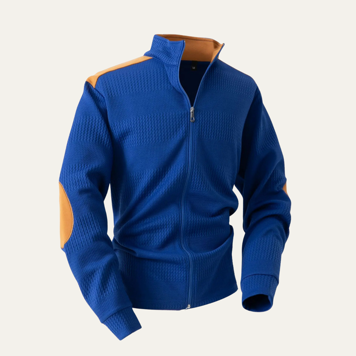 The Corato Men’s Casual Lightweight Patchwork Stand Collar Zip Jacket