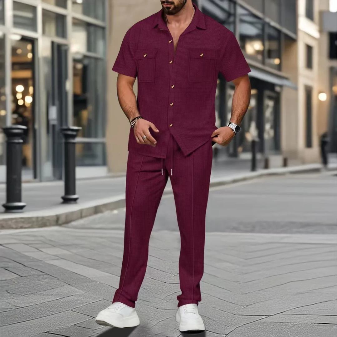 The Edgemont Men’s Casual Button Up Shirt & Pants Set