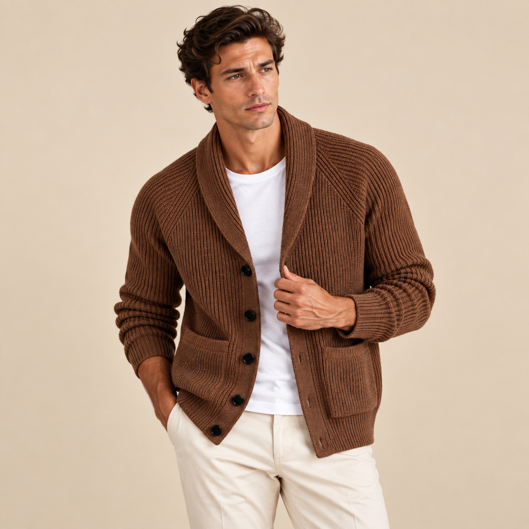 The Oxford Men’s Shawl Collar Knitted Button Up Cardigan