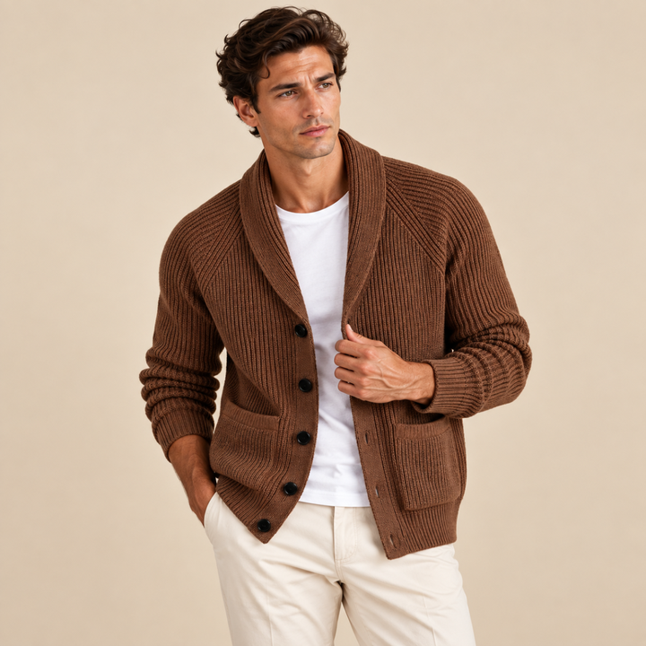 The Oxford Men’s Shawl Collar Knitted Button Up Cardigan