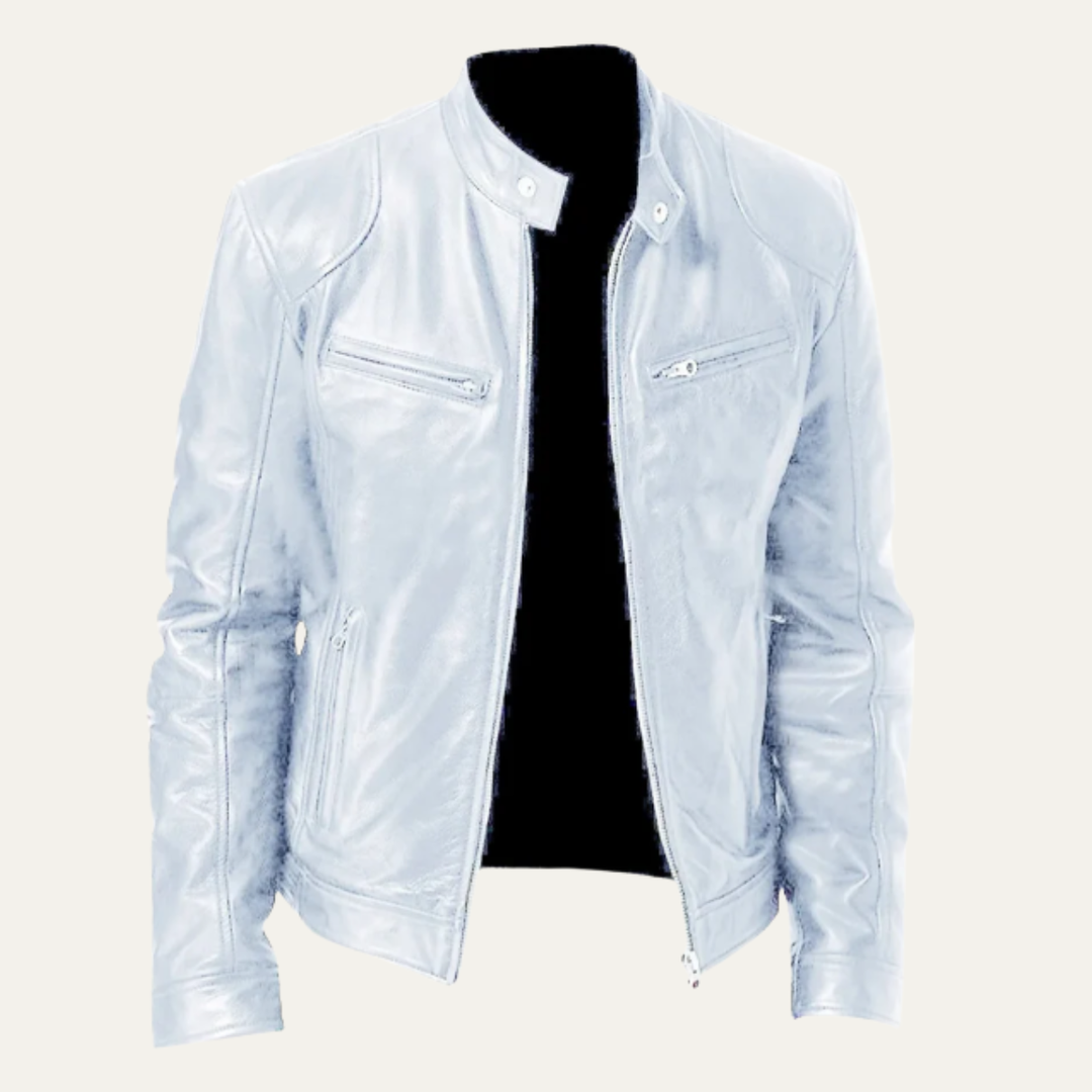 The Ashbury Men’s Vintage Faux Leather Biker Zip Up Jacket
