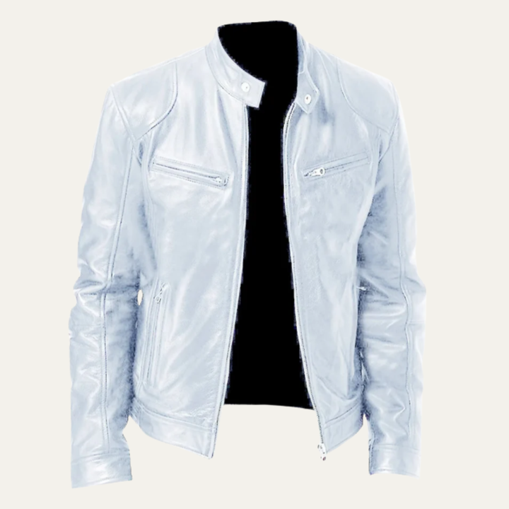 The Ashbury Men’s Vintage Faux Leather Biker Zip Up Jacket