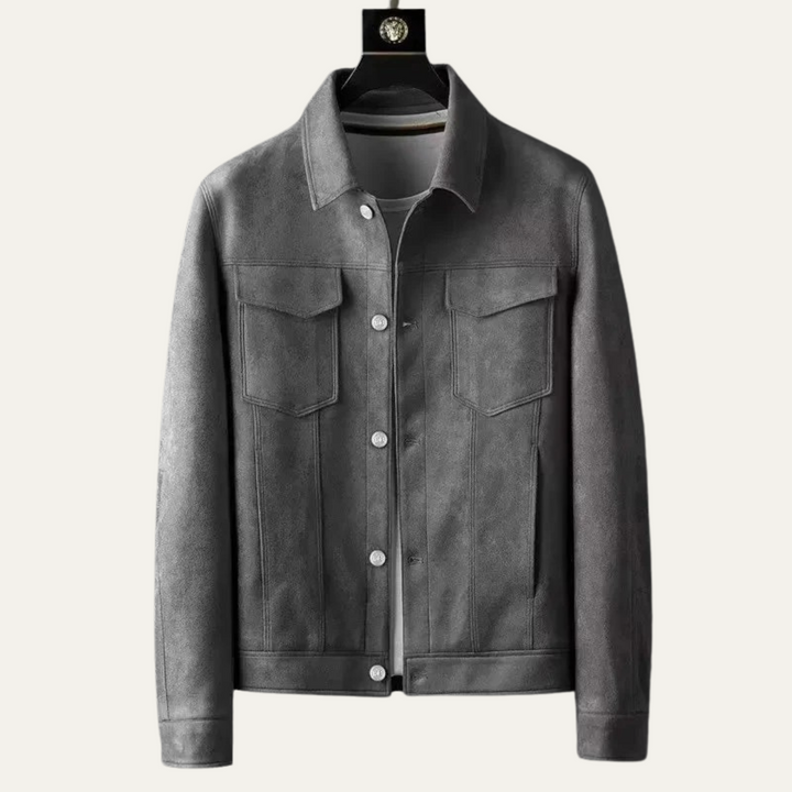 The Zurich Men's Classic Suede Jacket - Button Up Casual Coat