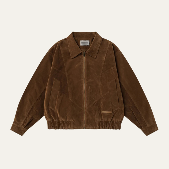 The Caldaro Men’s Retro Zip Up Suede Bomber Jacket