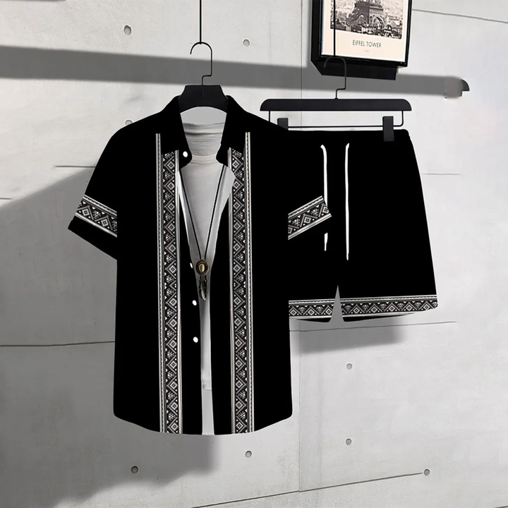 The Waterfall Park Men’s Trendy Print Set – Shirt & Short