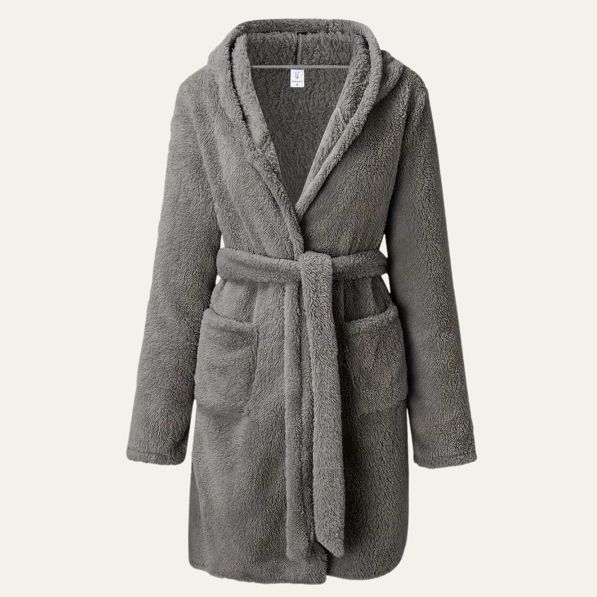 The Hungerford Men's Gray Fleece Hooded Bathrobe with Belt and Pockets