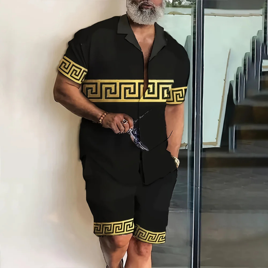The Waterfall Park Men’s Trendy Print Set – Shirt & Short