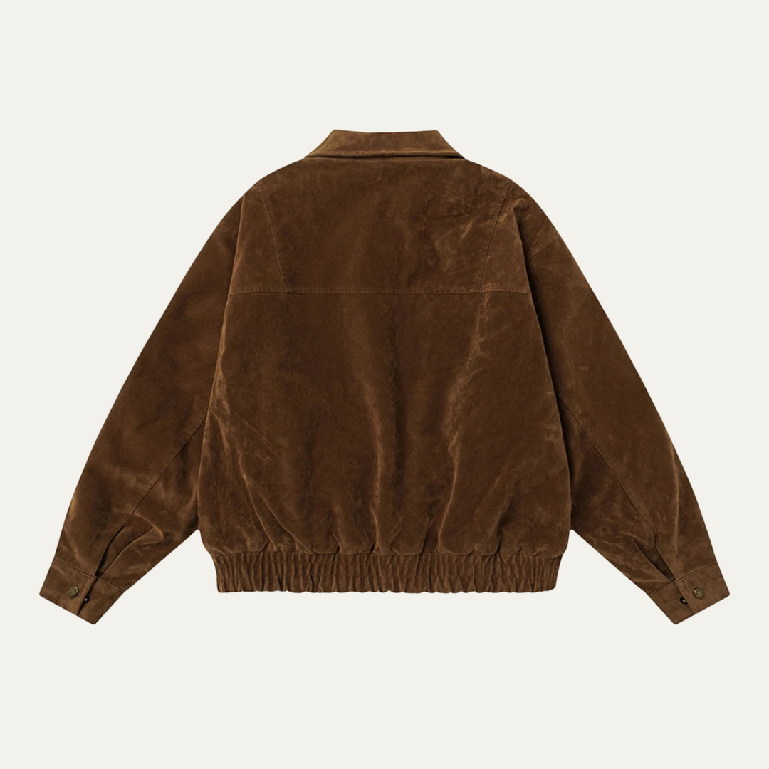 The Caldaro Men’s Retro Zip Up Suede Bomber Jacket