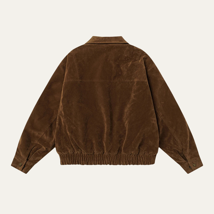 The Caldaro Men’s Retro Zip Up Suede Bomber Jacket
