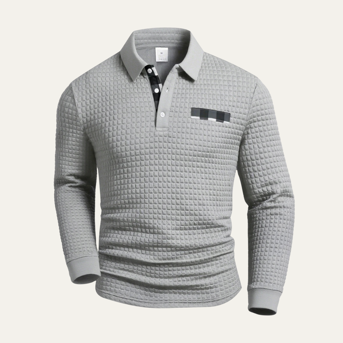 The Agrigento Men’s Textured Plaid Henley Collar Button Sweater