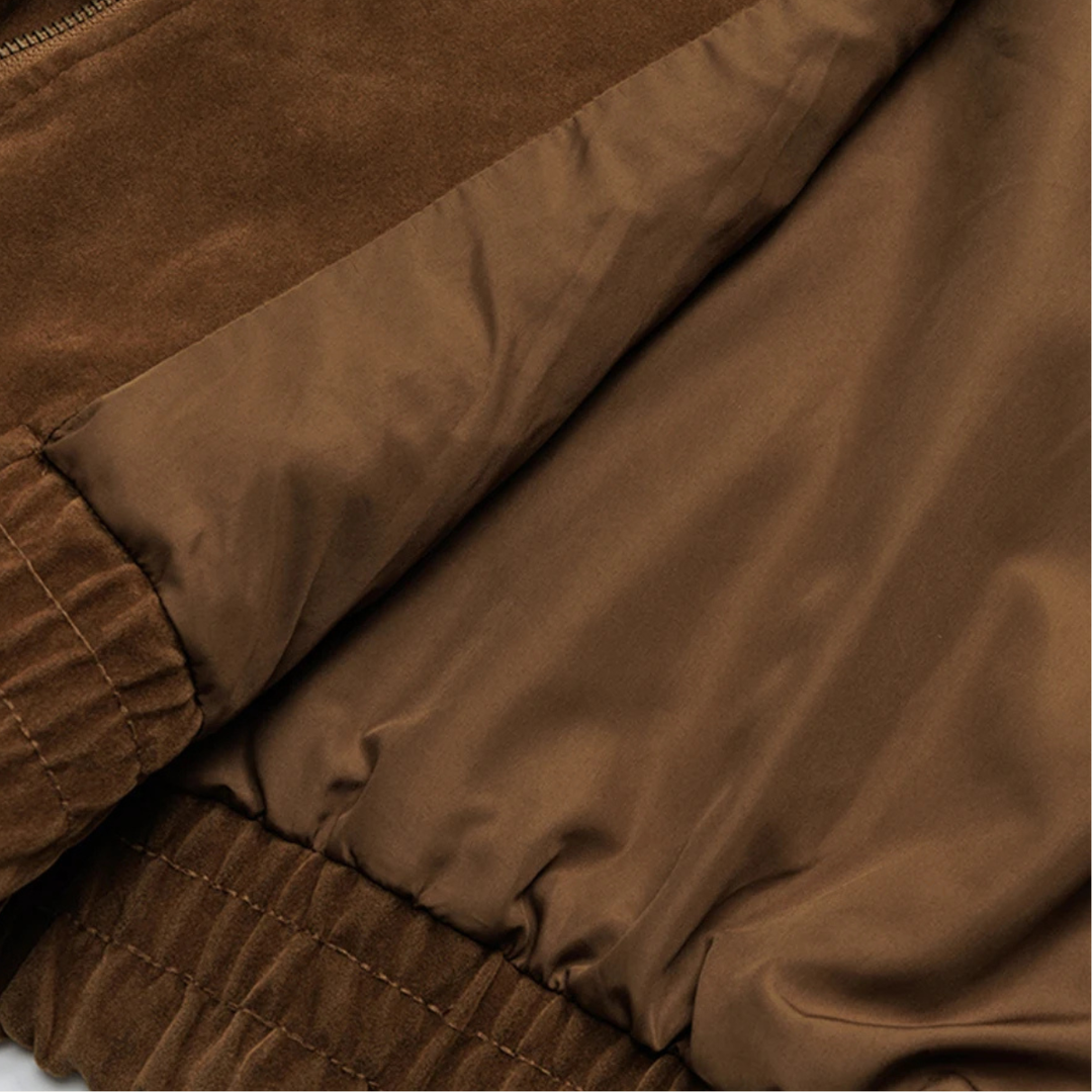 The Caldaro Men’s Retro Zip Up Suede Bomber Jacket
