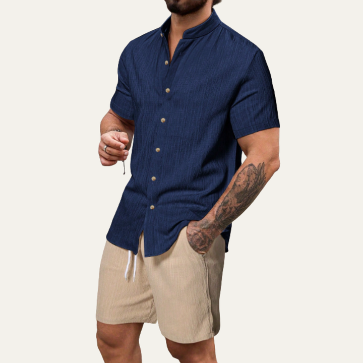 The Oakview Ridge Men’s Trendy Co Ord Set – Button Up Shirt & Drawstring Shorts