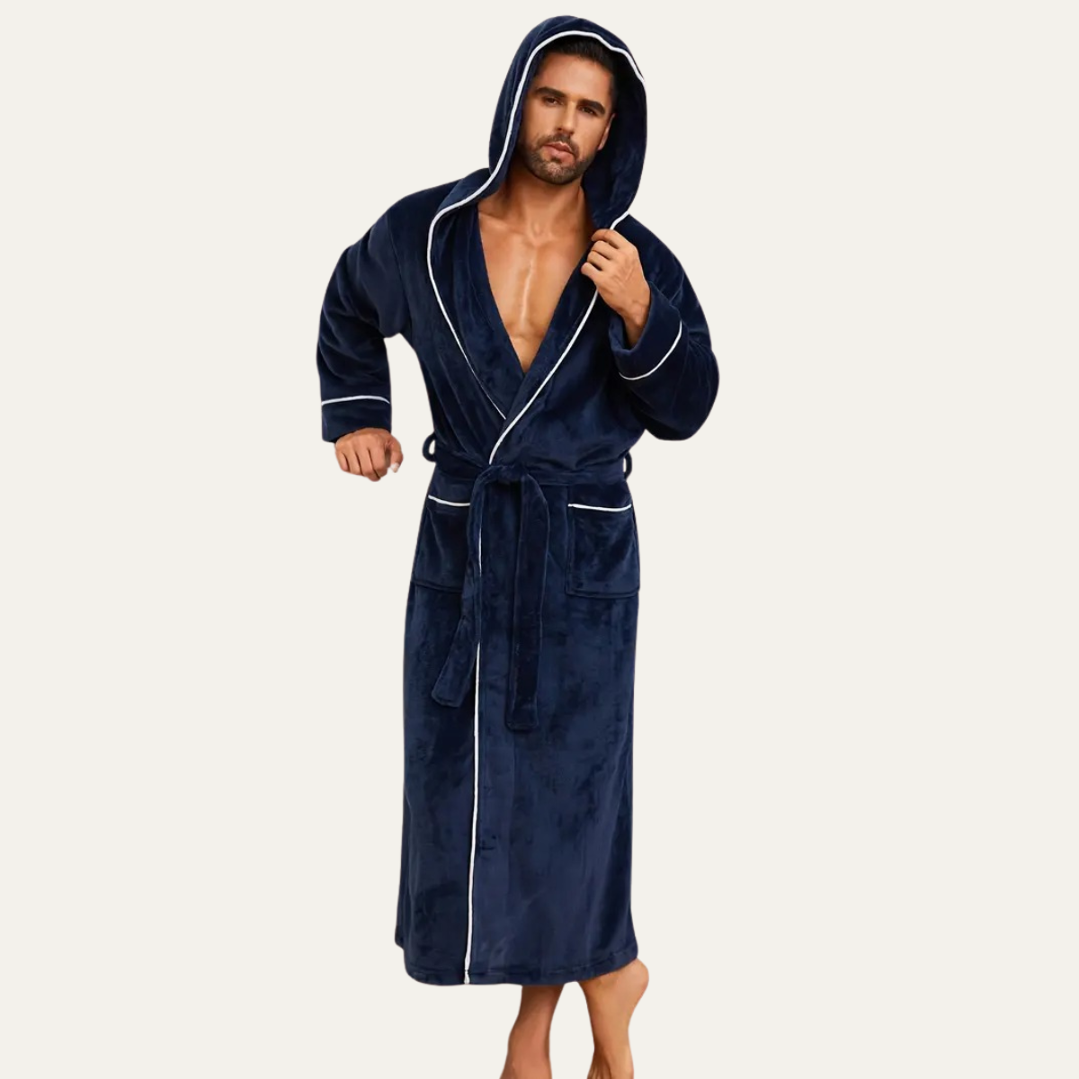 The Greenwich Men's Hooded Long Bathrobe with Belt