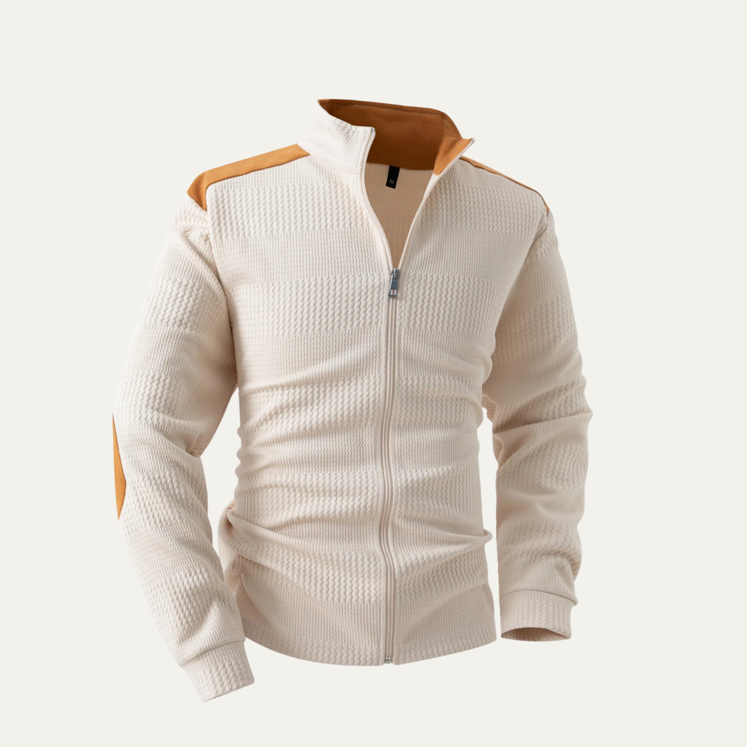 The Corato Men’s Casual Lightweight Patchwork Stand Collar Zip Jacket