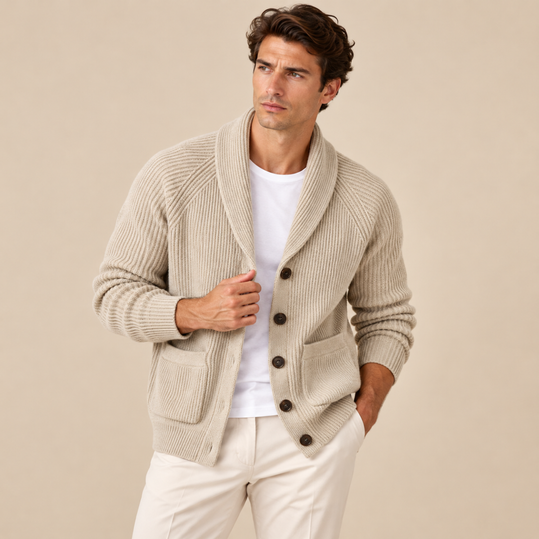 The Oxford Men’s Shawl Collar Knitted Button Up Cardigan
