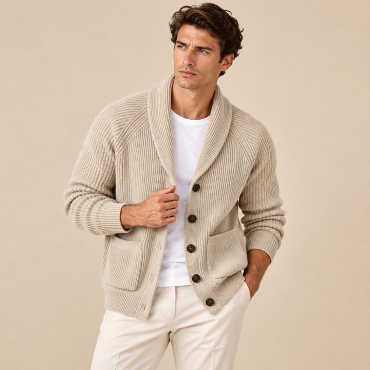 The Oxford Men’s Shawl Collar Knitted Button Up Cardigan