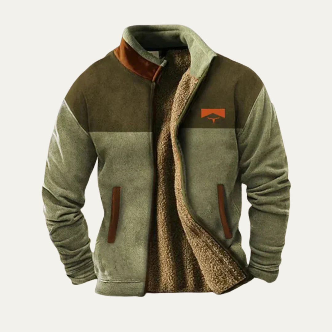 The Maddison Men’s Vintage Warm Sherpa Lined Winter Coat with Patterned Sleeves