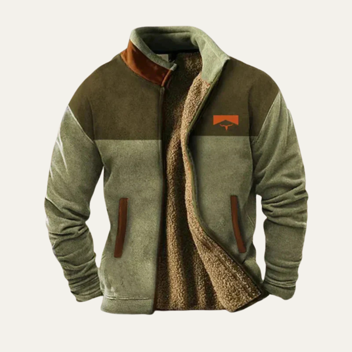 The Maddison Men’s Vintage Warm Sherpa Lined Winter Coat with Patterned Sleeves